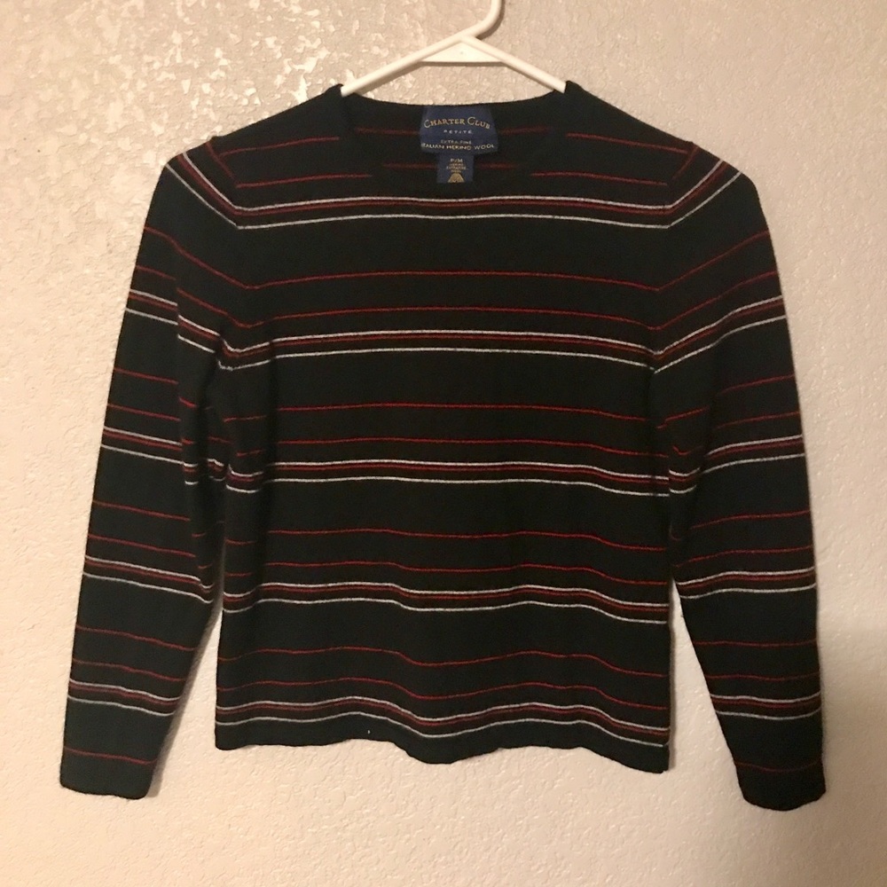 ✨Striped Crop Top Charter Club 3/4 sleeve